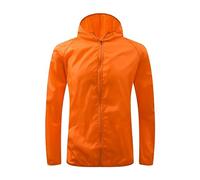 Women's sun-proof Jackets Hooded Lightweight Womens Windbreaker Jackets Lightweight Breathable Adult Sunshade Outdoor Street Riding Mountaineering Clothing Sun Clothing Lightweight Nylon (Orange, L)