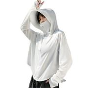Women's Sun Protective Jacket Full Zip UPF 50+ UV Sun Protection Clothing Lightweight Long Sleeve Hoodie Sun Shirt, White
