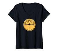 Womens Sun Records Vinyl Johnny Cash Folsom Prison Blues V-Neck T-Shirt