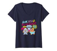 Women's Sun Sea & Fuggler Vacay Vibes Retro V-Neck T-Shirt