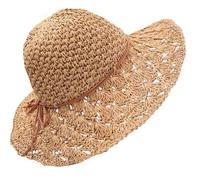 Womens Sun Straw Hat,Summer Girls Panama Hat Wide Brim Beach Cap Foldable Natural Straw Braided Trilby Hats Anti-UV Protection Hats with Lovely Bowknot Sun Visor Cap for Holiday Travel Outdoor