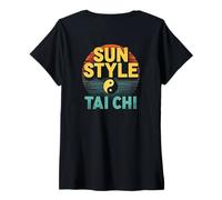 Womens Sun Style Tai Chi, Backprint V-Neck T-Shirt