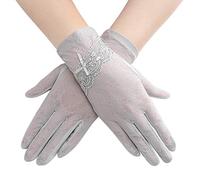 Women's Sun UV Protection Driving Gloves - Summer Short Floral Lace Anti-skid Screentouch Elegant Sunblock for Fishing, Hiking, Cycling, Wedding - Full Finger Bridal (#E-Grey, ONE SIZE)