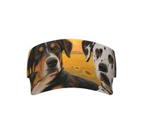 Womens Sun Visor Hat for Men Wide Brim Summer Sun Hats Uv Protection Beach Hats Quick Dry Golf Visor Dog Paint and Sunset Black