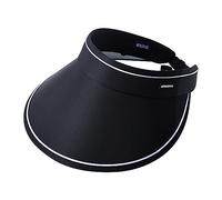 Womens Sun Visor Hat Wide Brim UV Protection Sports Caps Adjustable Golf Tennis Beach Running Outdoor Summer Visors Ladies Empty Top Caps Solid Color Sun Hats Black