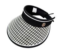 Women's Sun Visor Hat - Wide Brim Visor Hats Adjustable Large Brim Summer Beach Caps, Sports Tennis Golf Hats (Black Houndstooth)