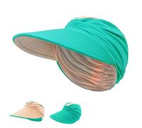 Womens Sun Visor Reversible Double Side Wear Wide Brim UPF 50+ Foldable Summer Visors Hats Daily Travel Vacation Beach Hat Green