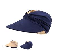 Womens Sun Visor Reversible Double Side Wear Wide Brim UPF 50+ Foldable Summer Visors Hats Daily Travel Vacation Beach Hat Navy