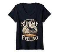 Womens Sunday Christian Church Chapel Worship Community Family V-Neck T-Shirt