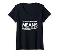 Womens Sunday funday means football all day V-Neck T-Shirt