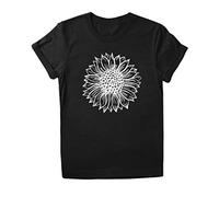 Women's Sunflower Print Short Sleeve O-Neck T-Shirt Tunic Blouse Tops Long Vests Women, black, XXL