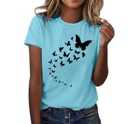 Womens Sunflower Summer T Shirt Plus Size Loose Blouse Tops Girl Short Sleeve Graphic Casual Tees Handstand T Shirts (Z - Womens T Shirts - A-Sky Blue, XL)