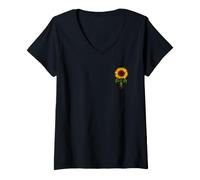 Women's Sunflowers Blooms Aesthetic Pattern Florals V-Neck T-Shirt