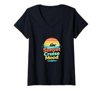 Women's Sunset Cruise Mood Ocean Vacation Vibes V-Neck T-Shirt