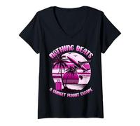 Womens SUNSET FLIGHT ESCAPE - TROPICAL VACAY STYLE FOR HER V-Neck T-Shirt