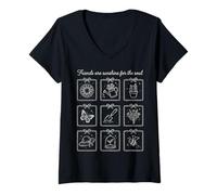 Women's Sunshine Friendship Women Minimalist Garden Grid Spring V-Neck T-Shirt
