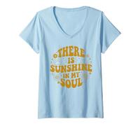 Women's Sunshine in My Soul Retro Positive Vibes V-Neck T-Shirt