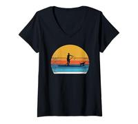 Women's SUP Surf with Dog Stand Up Paddle Paddle Board Supboard SUP V-Neck T-Shirt