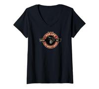 Women's Super Cat Black Cat Indian Motorcycle Retro Cool V-Neck T-Shirt