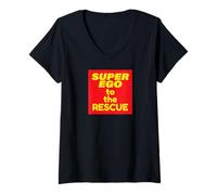 Women's Super Ego to The Rescue Funny Psychology V-Neck T-Shirt