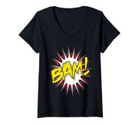 Women's Super Hero Classic Bam! Action Bubble V-Neck T-Shirt