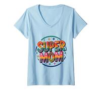 Womens Super Mom - for The Best Mummy Ever V-Neck T-Shirt