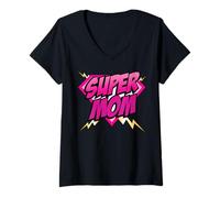 Women's Super Mom Superhero Mommy Comic Book Women V-Neck T-Shirt