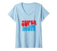 Womens Super Mum V-Neck T-Shirt