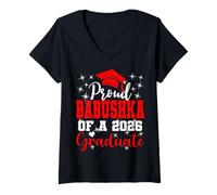 Womens Super Proud Babushka of 2026 Graduate Graduation Family V-Neck T-Shirt