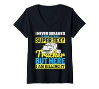 Women's Super Sexy Trucker Killing It Semi Driver V-Neck T-Shirt