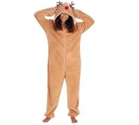 Women's Super Soft Hooded Onesie With 3D Face, Ears & Tail - Multicolour - Large