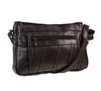 Womens Super Soft Nappa Leather Shoulder Bag / Handbag with Two Main Zipped Compartments ( Brown )