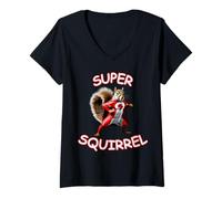 Women's Super Squirrel Superhero Funny Fantasy Costume V-Neck T-Shirt
