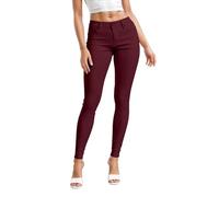 Womens Super Stretch Comfy Skinny Pants P44876SK Burgundy Large
