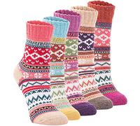 Womens Super Thick Wool Socks Thermal Warm Knitting Ladies Soft Comfort Socks for Winter(Pack of 3-5), Multicolor