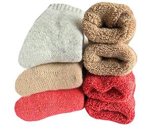 Womens Super Thick Wool Socks Thermal Warm Knitting Ladies Soft Comfort Socks for Winter(Pack of 3-5), Multicolor