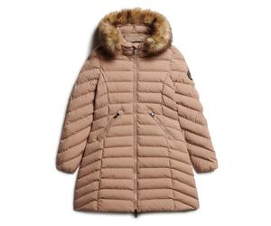 Women's Superdry Fuji Faux Fur Puffer Beige M