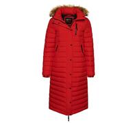 Women's Superdry Fuji Long Hooded Puffer Red XS