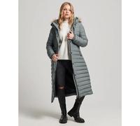 Women's Superdry Fuji Long Hooded Puffer Vert XS