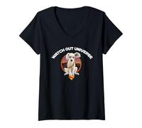 Women's Supergirl 2026 Krypto Watch Out Universe Circle V-Neck T-Shirt