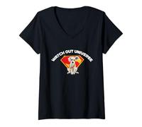 Women's Supergirl 2026 Krypto Watch Out Universe Shield V-Neck T-Shirt