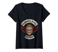 Women's Supergirl 2026 Lobo Ruthless Biker Crest V-Neck T-Shirt