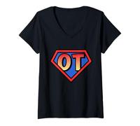 Womens Superhero Occupational Therapy OT, Halloween Costume V-Neck T-Shirt