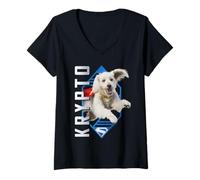 Womens Superman (2025 Movie) Krypto Diamond V-Neck T-Shirt
