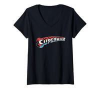 Women's Superman Chrome Logo V-Neck T-Shirt