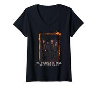 Women's Supernatural Sam Dean Fire Door V-Neck T-Shirt
