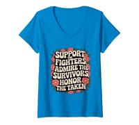 Womens Support Fighters Admire Survivors Honor The Taken Groovy V-Neck T-Shirt