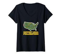Women's Support Local Pollinators Bee Conservation Gardener V-Neck T-Shirt