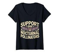 Womens Support Our Nocturnal Pollinators Bats Nature |- V-Neck T-Shirt