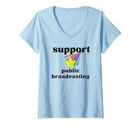 Womens Support Public Broadcasting, Save Protect PBS, Hands Off V-Neck T-Shirt